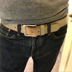 Rugged silver leather belt